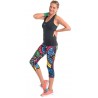 Nessi Damen 3/4 Leggings OSTK Laufhose Fitnesshose Atmungsaktiv Colored Mosaic2